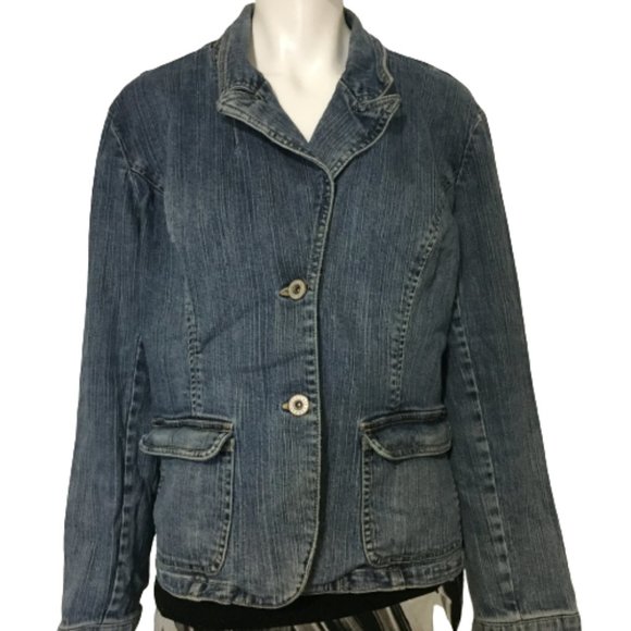 Contrast Jeans Size XL Blue Jacket - Picture 14 of 14